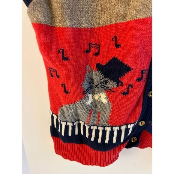 Sweater Loft Button Vest New York USA Cat Lover Vintage Caridan - Picture 4 of 10